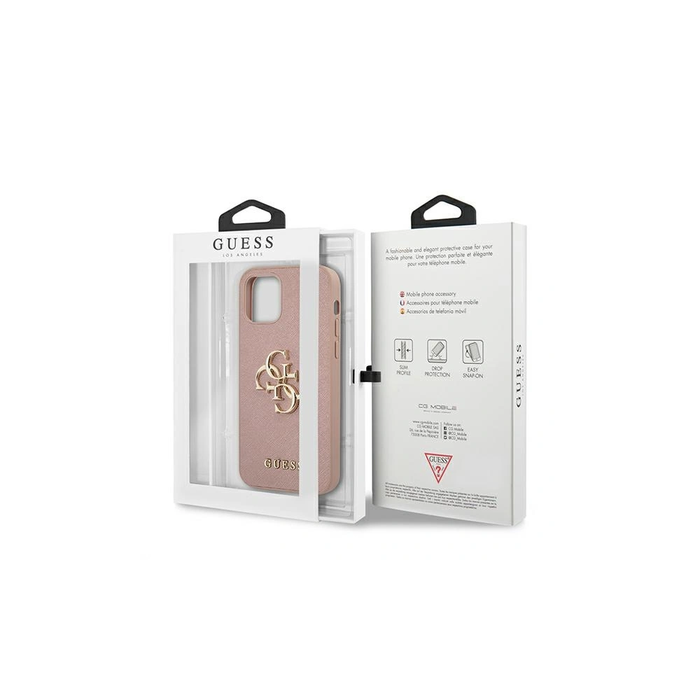 Wholesale Guess GUHCP12LSA4GGPI Apple iPhone 12 Pro Max pink hardcase Saffiano 4G Metal Logo - GUE1025PNK - {ean13} - Hurt