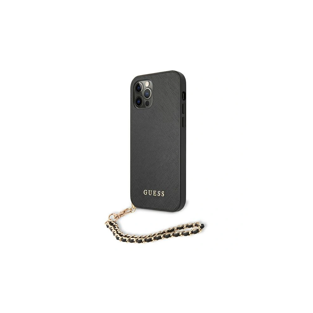 Wholesale Guess GUHCP12LSASGBK Apple iPhone 12 Pro Max black hardcase Saffiano Chain - GUE1026BLK - {ean13} - Hurt