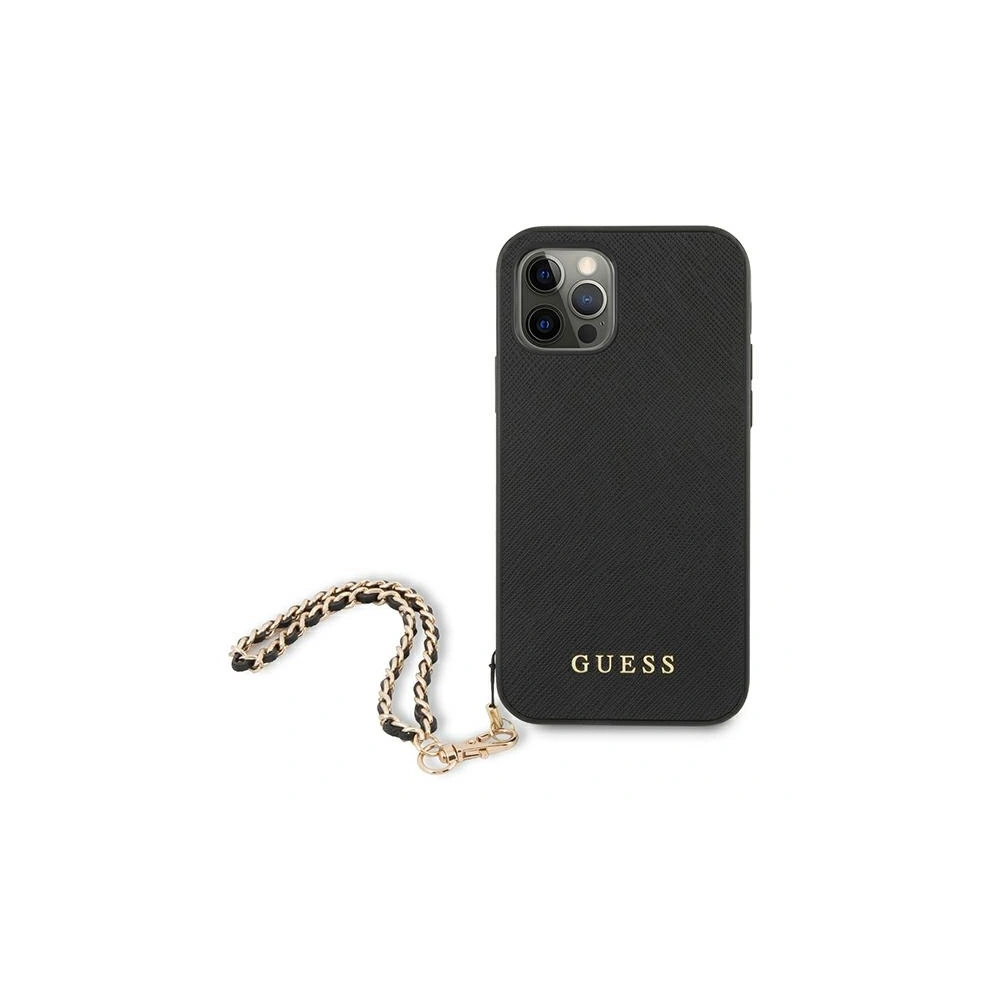 Wholesale Guess GUHCP12LSASGBK Apple iPhone 12 Pro Max black hardcase Saffiano Chain - GUE1026BLK - {ean13} - Hurt