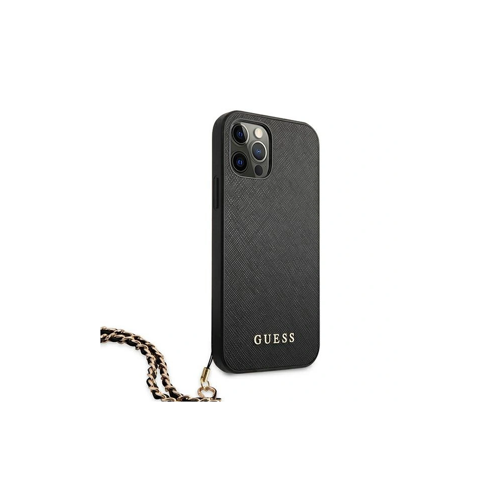 Wholesale Guess GUHCP12LSASGBK Apple iPhone 12 Pro Max black hardcase Saffiano Chain - GUE1026BLK - {ean13} - Hurt