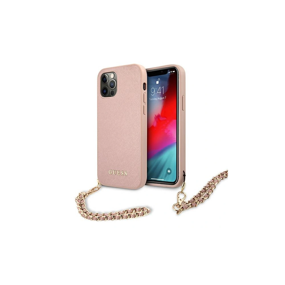 Hurtownia GSM - Etui Guess GUHCP12LSASGPI Apple iPhone 12 Pro Max różowy/pink hardcase Saffiano Chain - GUE1027PNK - {ean13} - Hurt