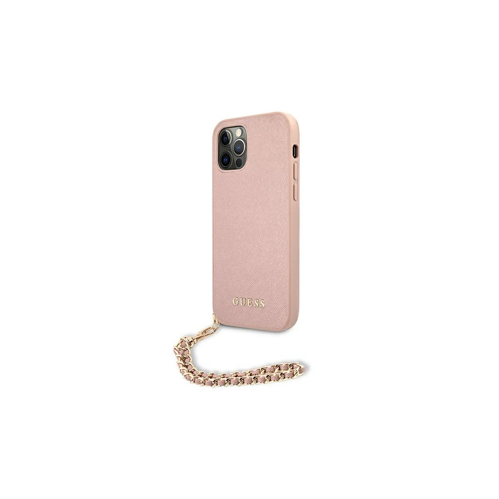 Wholesale Guess GUHCP12LSASGPI Apple iPhone 12 Pro Max pink hardcase Saffiano Chain - GUE1027PNK - {ean13} - Hurt