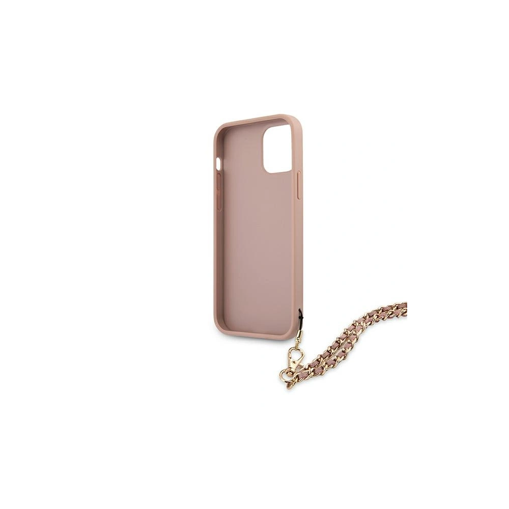 Wholesale Guess GUHCP12LSASGPI Apple iPhone 12 Pro Max pink hardcase Saffiano Chain - GUE1027PNK - {ean13} - Hurt