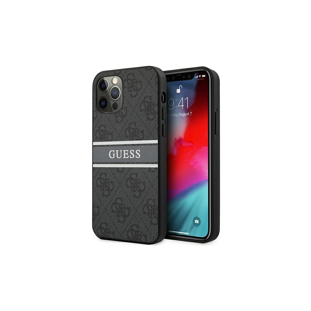 Wholesale Guess GUHCP12M4GDGR Apple iPhone 12/12 Pro grey hardcase 4G Stripe - GUE1029GRY - {ean13} - Hurt