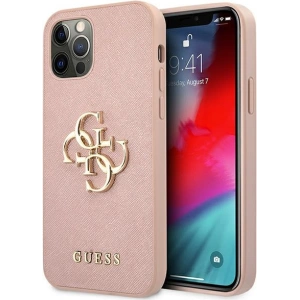 Etui Guess GUHCP12MSA4GGPI Apple iPhone 12/12 Pro różowy/pink hardcase Saffiano 4G Metal Logo