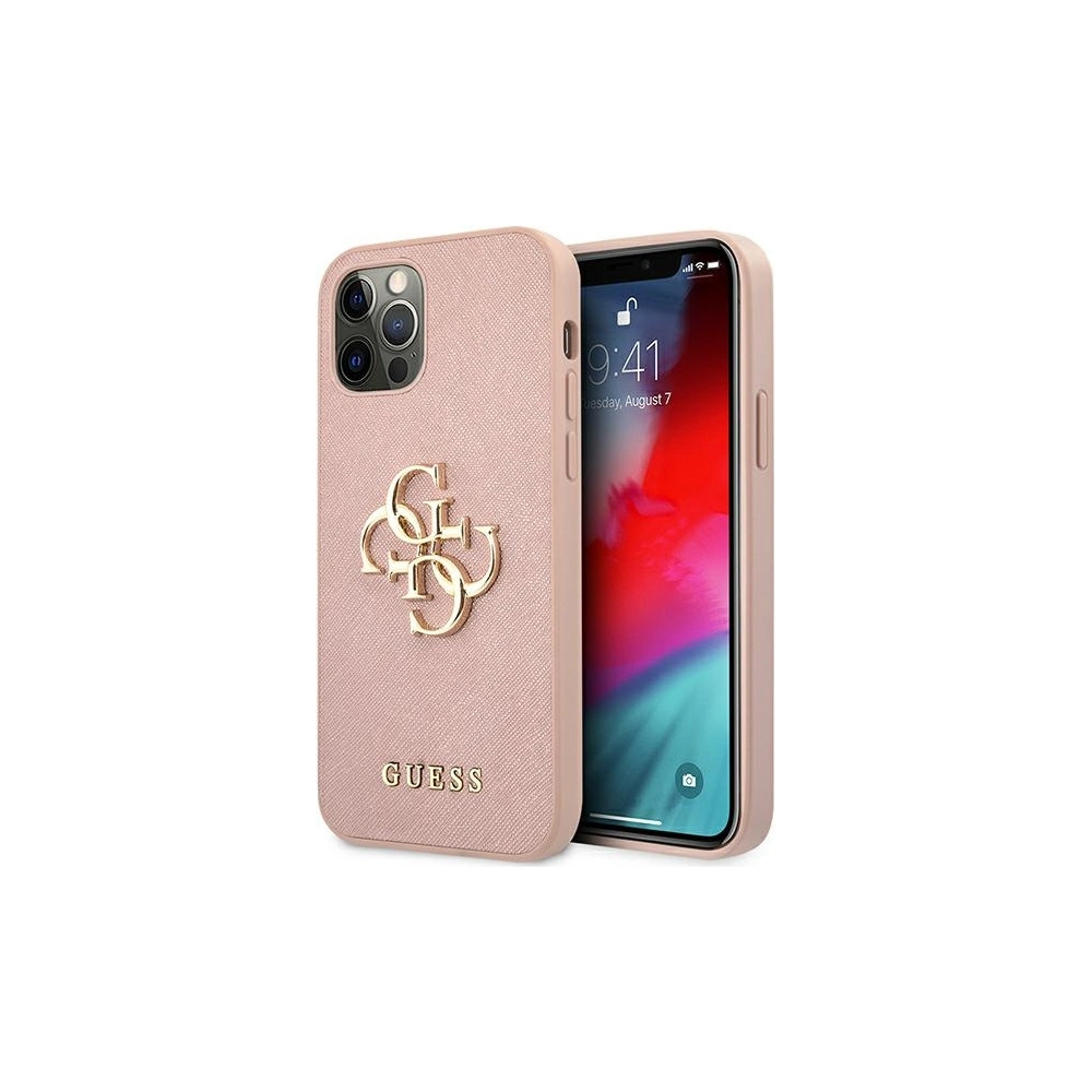 Hurtownia GSM - Etui Guess GUHCP12MSA4GGPI Apple iPhone 12/12 Pro różowy/pink hardcase Saffiano 4G Metal Logo - GUE1043PNK - {ean13} - Hurt