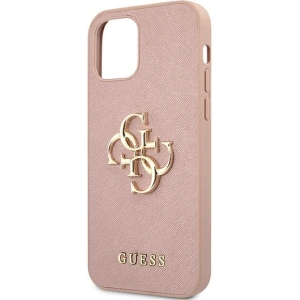 Etui Guess GUHCP12MSA4GGPI Apple iPhone 12/12 Pro różowy/pink hardcase Saffiano 4G Metal Logo