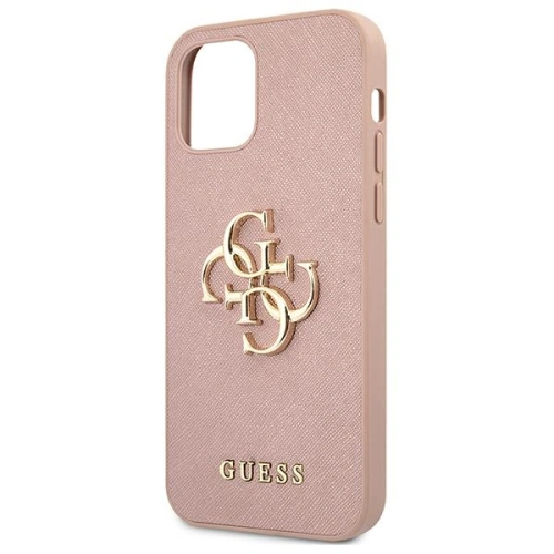 Etui Guess GUHCP12MSA4GGPI Apple iPhone 12/12 Pro różowy/pink hardcase Saffiano 4G Metal Logo