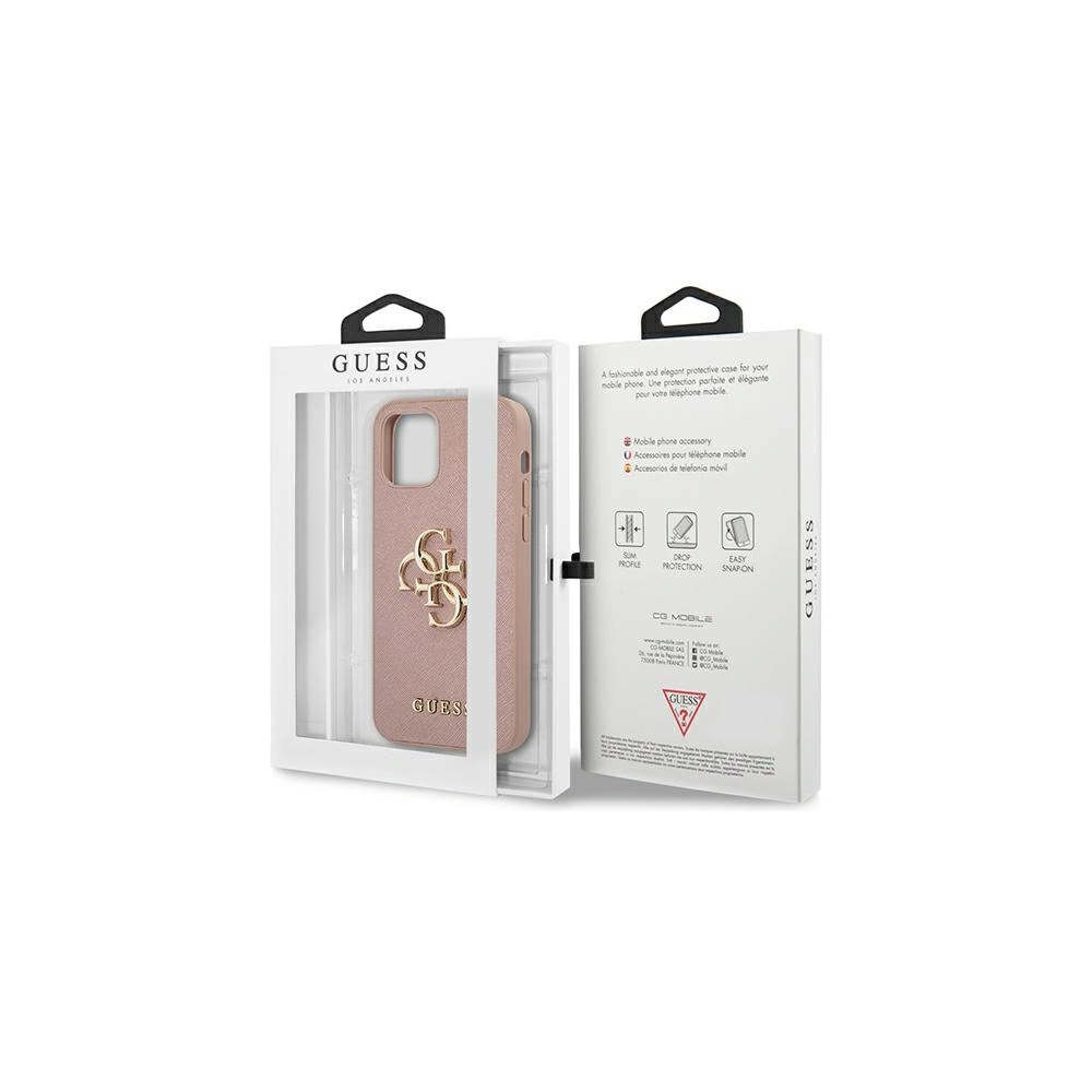 Hurtownia GSM - Etui Guess GUHCP12MSA4GGPI Apple iPhone 12/12 Pro różowy/pink hardcase Saffiano 4G Metal Logo - GUE1043PNK - {ean13} - Hurt