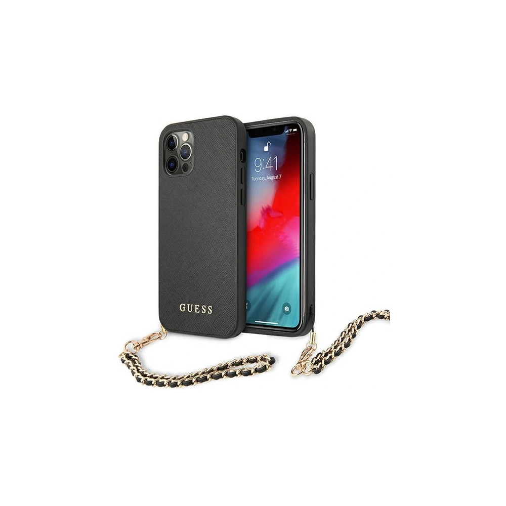 Hurtownia GSM - Etui Guess GUHCP12MSASGBK Apple iPhone 12/12 Pro czarny/black hardcase Saffiano Chain - GUE1044BLK - {ean13} - Hurt