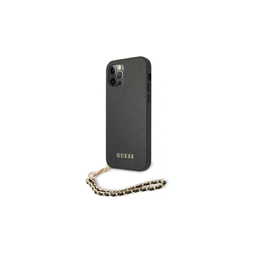 Wholesale Guess GUHCP12MSASGBK Apple iPhone 12/12 Pro black hardcase Saffiano Chain - GUE1044BLK - {ean13} - Hurt