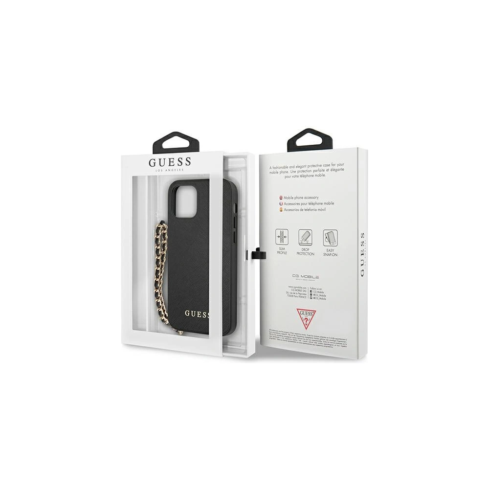 Wholesale Guess GUHCP12MSASGBK Apple iPhone 12/12 Pro black hardcase Saffiano Chain - GUE1044BLK - {ean13} - Hurt