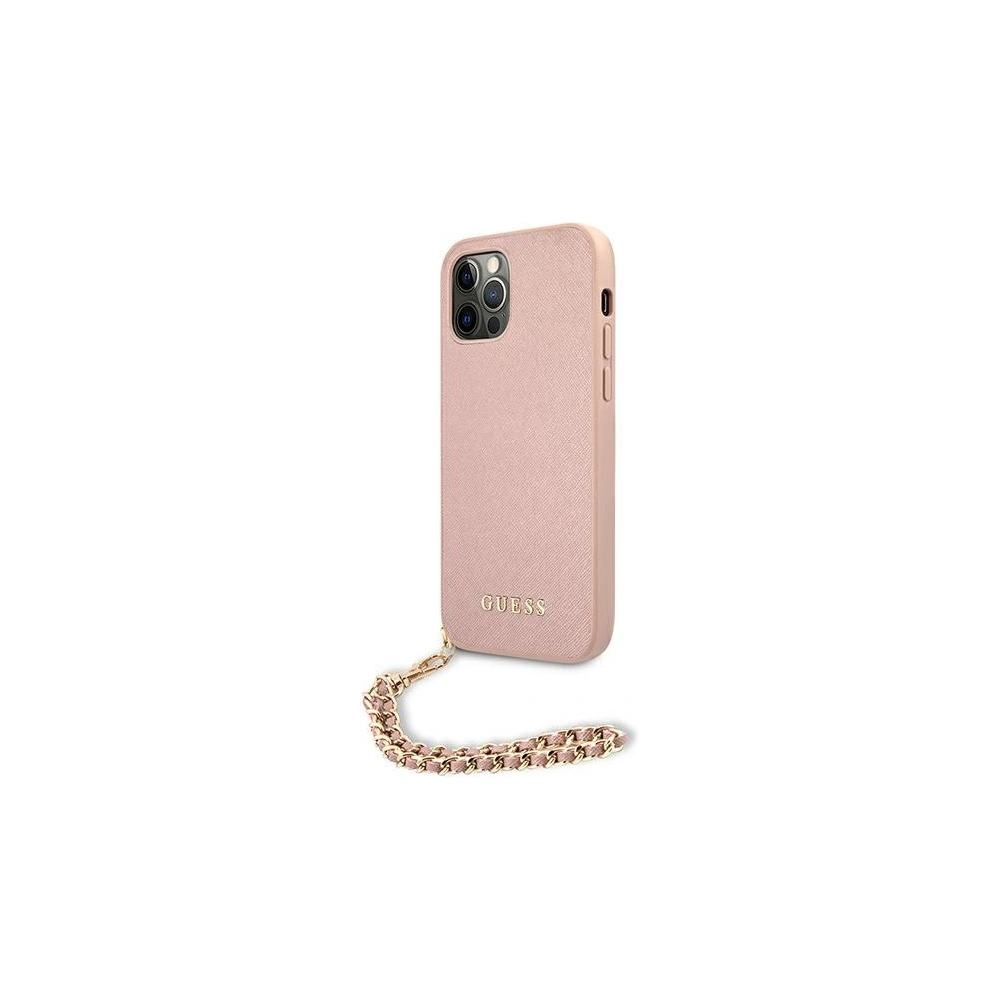 Hurtownia GSM - Etui Guess GUHCP12MSASGPI Apple iPhone 12/12 Pro różowy/pink hardcase Saffiano Chain - GUE1045PNK - {ean13} - Hurt