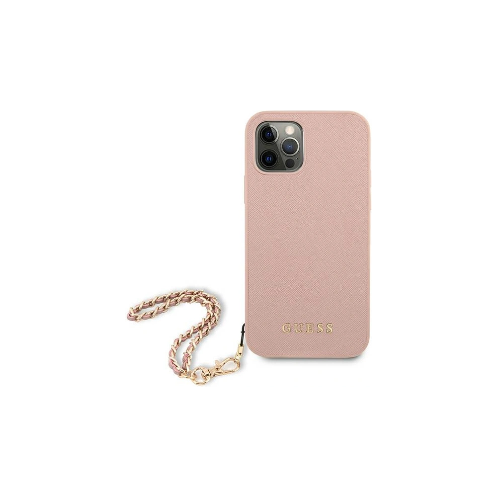 Hurtownia GSM - Etui Guess GUHCP12MSASGPI Apple iPhone 12/12 Pro różowy/pink hardcase Saffiano Chain - GUE1045PNK - {ean13} - Hurt