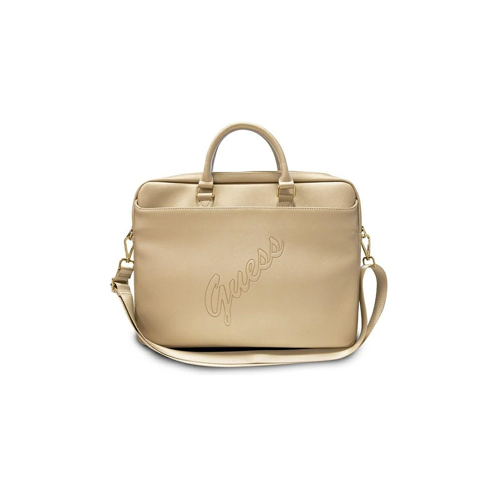 Hurtownia GSM - Torba Guess UCB15PUSASLG 15 cali złoty/gold Saffiano Script - GUE1051GLD - {ean13} - Hurt