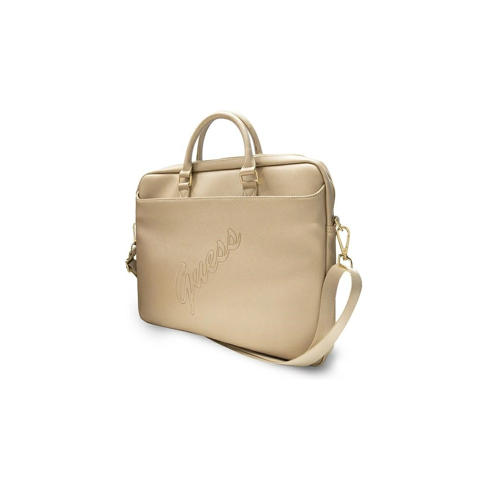 Hurtownia GSM - Torba Guess UCB15PUSASLG 15 cali złoty/gold Saffiano Script - GUE1051GLD - {ean13} - Hurt