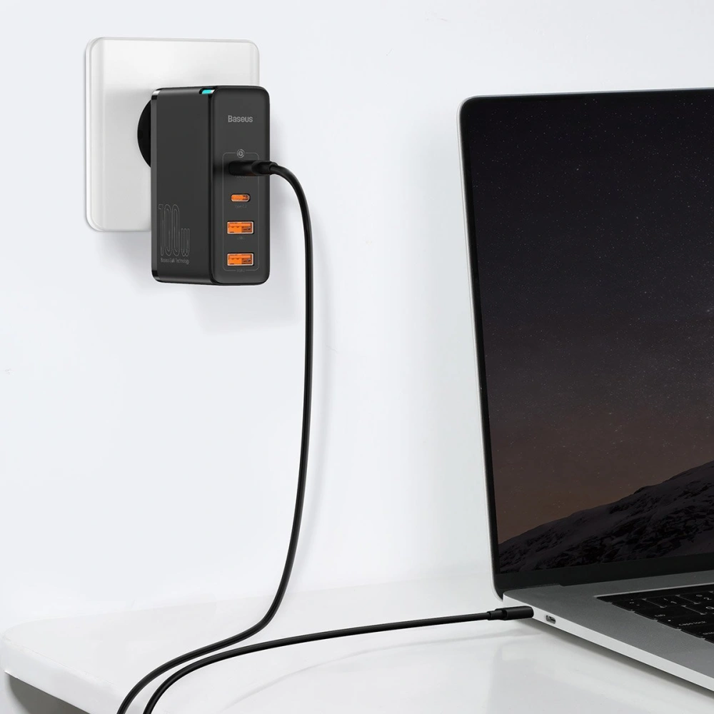 Hurtownia GSM - Síťová nabíječka Baseus GaN2 Pro, 2x USB + 2x USB-C, 100W, EU (černá) - BSU2726BLK - {ean13} - Hurt