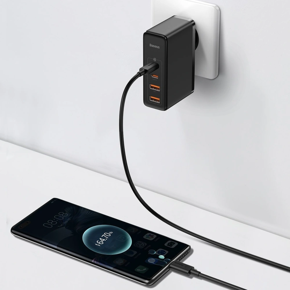 Hurtownia GSM - Síťová nabíječka Baseus GaN2 Pro, 2x USB + 2x USB-C, 100W, EU (černá) - BSU2726BLK - {ean13} - Hurt