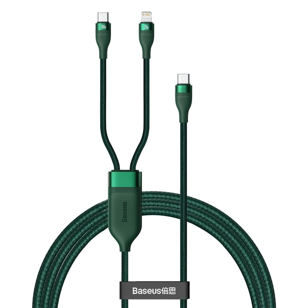 Hurtownia GSM - Kabel USB-C Baseus Flash Series 2w1 USB-C / Lightning, 100W, 1.2m (zelený) - BSU2727GRN - {ean13} - Hurt