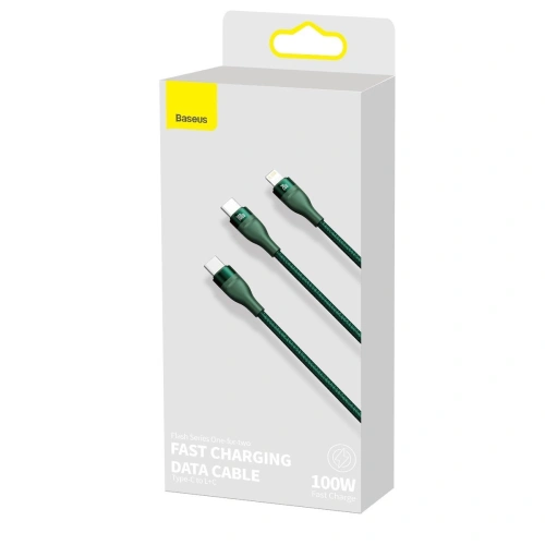 Kabel USB-C Baseus Flash Series 2w1 USB-C / Lightning, 100W, 1.2m (zielony)