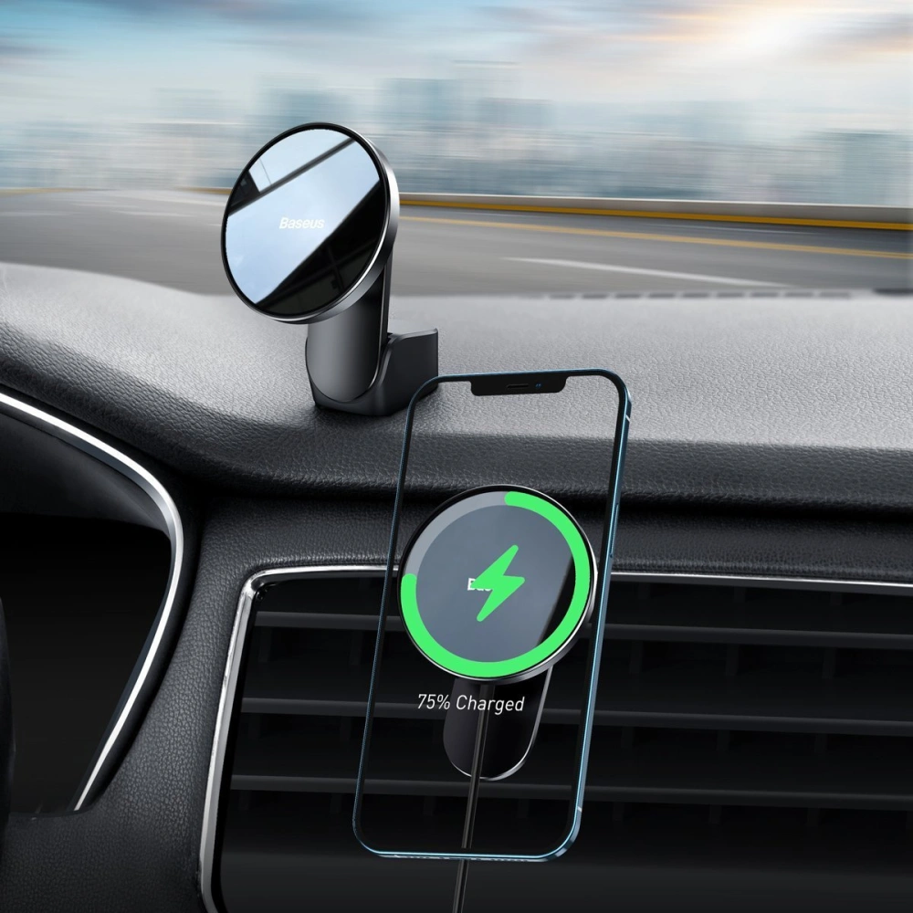 Wholesale Baseus Big Energy car mount with wireless charger 15W for iPhone 12/13 Series (Black) - BSU2764BLK - {ean13} - Hurt