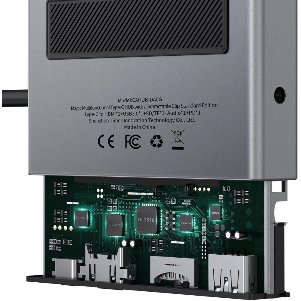 Hurtownia GSM - Hub 6v1 Baseus Magic, USB-C na USB 3.0 + HDMI + USB-C PD + Jack 3.5mm + microSD/SD s klipem na obrazovku - BSU2765 - {ean13} - Hurt