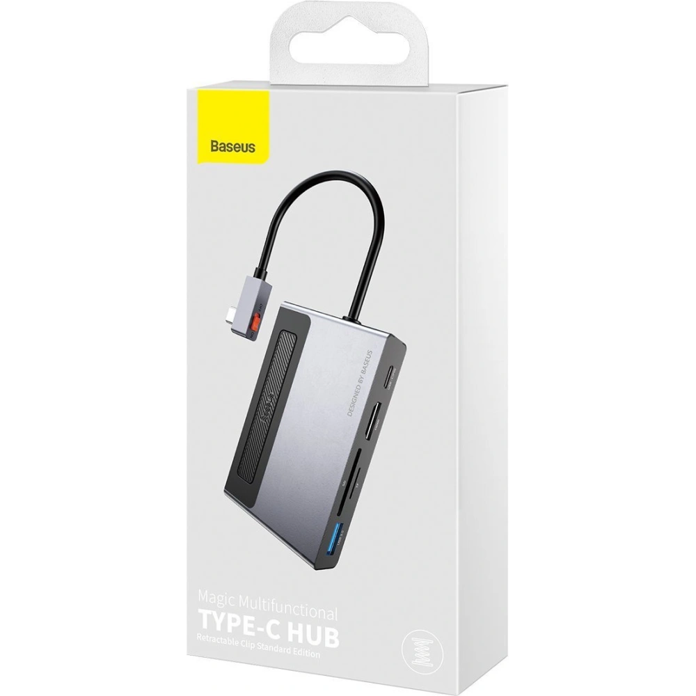 Hurtownia GSM - Hub 6v1 Baseus Magic, USB-C na USB 3.0 + HDMI + USB-C PD + Jack 3.5mm + microSD/SD s klipem na obrazovku - BSU2765 - {ean13} - Hurt