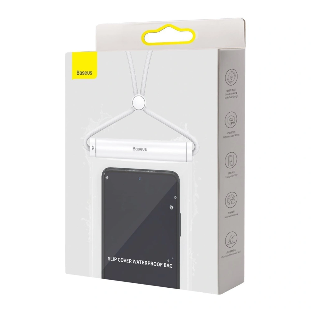 Wholesale Baseus Cylinder Slide-cover waterproof smartphone bag (white) - BSU2768WHT - {ean13} - Hurt