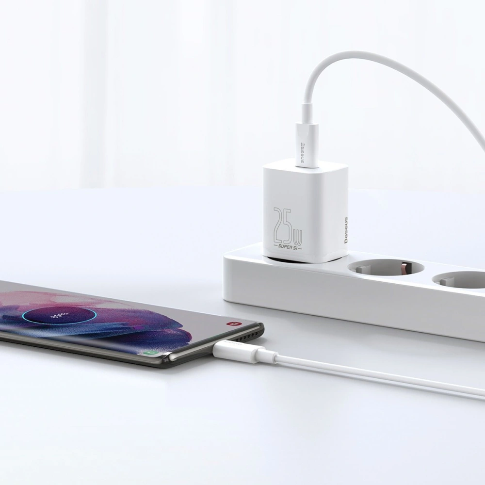 Wholesale Baseus Super Si Quick Charger 1C 25W with USB-C cable for USB-C 1m (white) - BSU2770WHT - {ean13} - Hurt