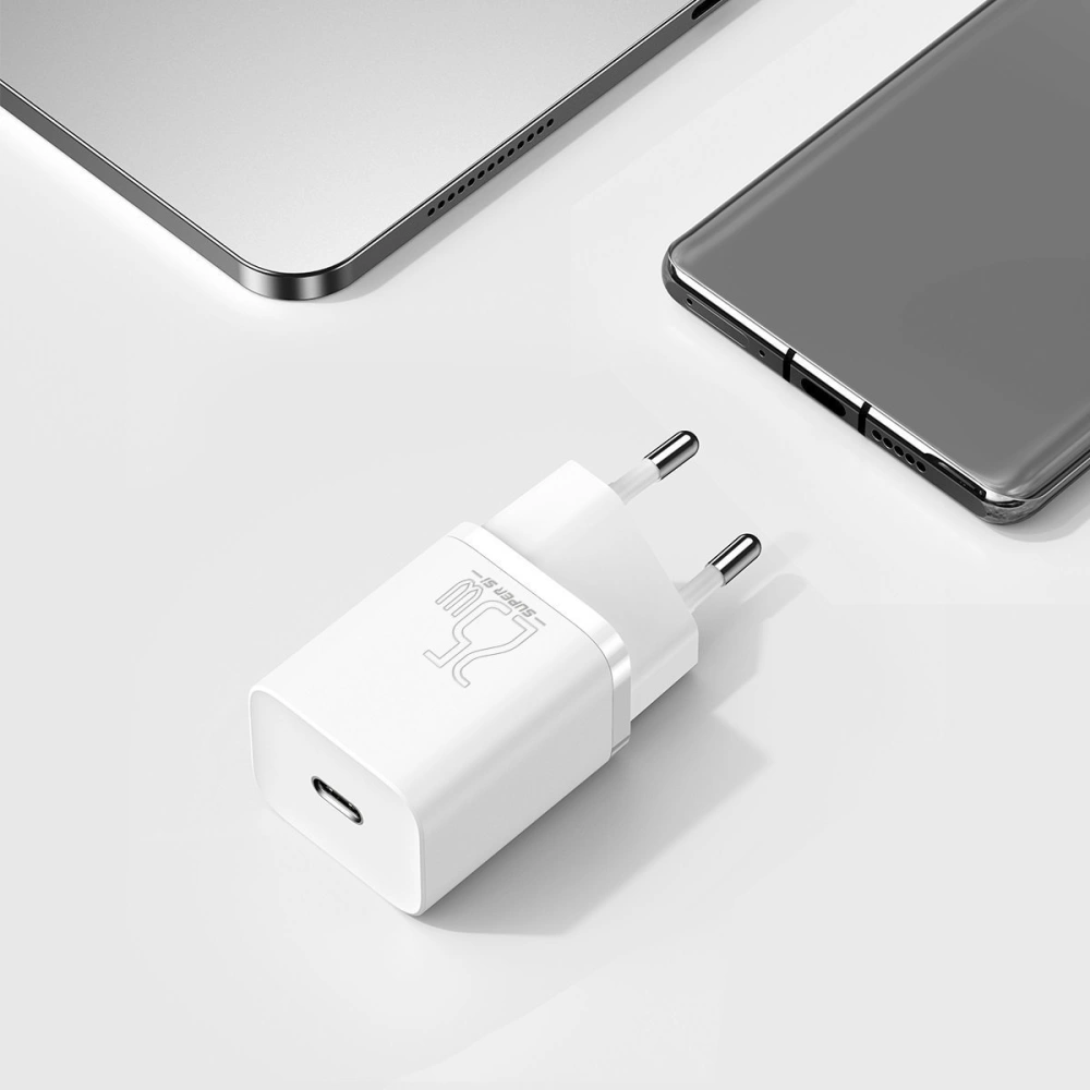 Hurtownia GSM - Ładowarka sieciowa Baseus Super Si Quick Charger 1C 25W z przewodem USB-C do USB-C 1m (biała) - BSU2770WHT - {ean13} - Hurt