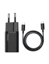 Síťová nabíječka Baseus Super Si Quick Charger 1C 25W s kabelem USB-C na USB-C 1m (černá)