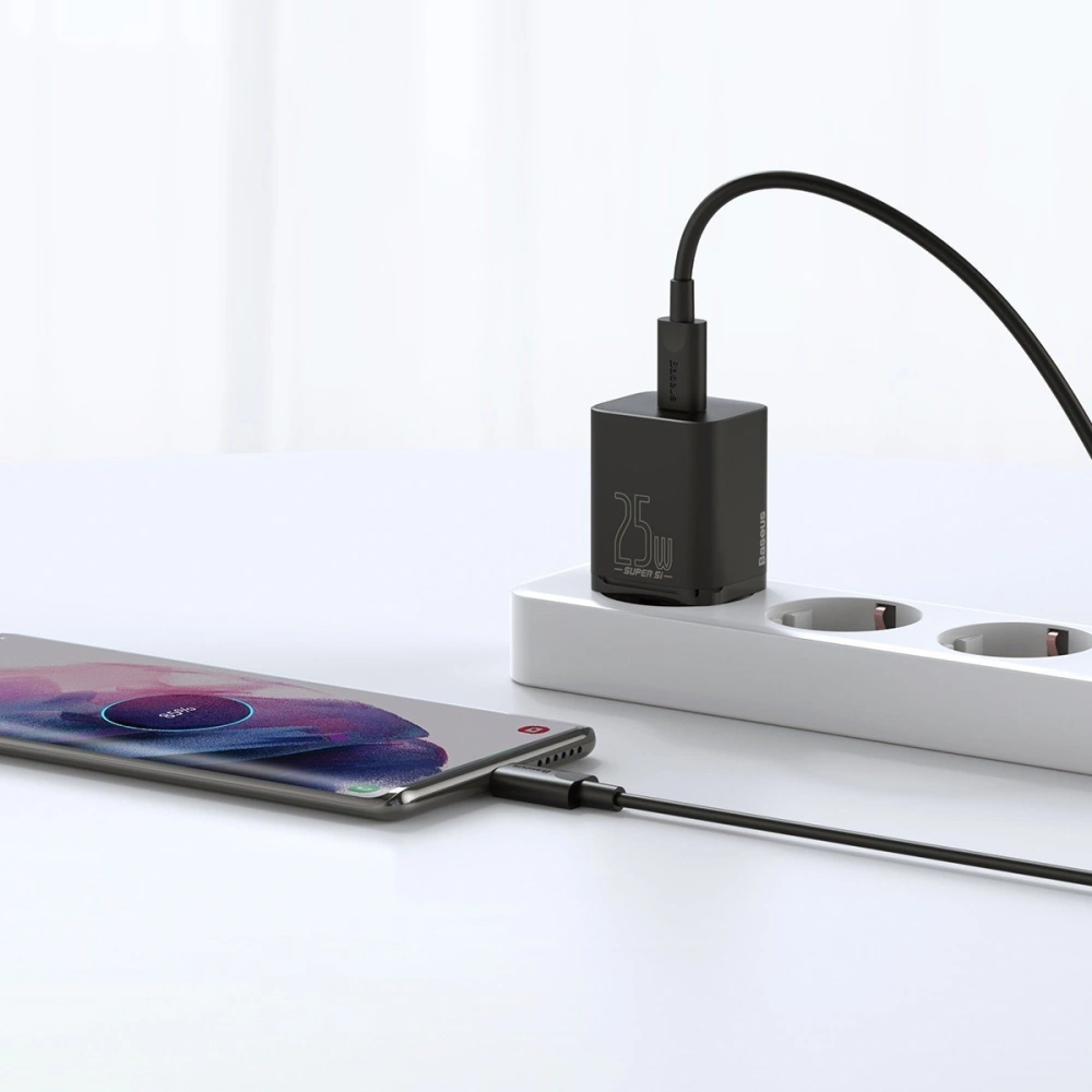Hurtownia GSM - Ładowarka sieciowa Baseus Super Si Quick Charger 1C 25W z przewodem USB-C do USB-C 1m (czarna) - BSU2771BLK - {ean13} - Hurt