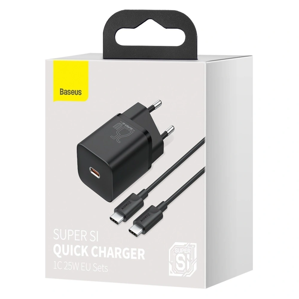 Hurtownia GSM - Ładowarka sieciowa Baseus Super Si Quick Charger 1C 25W z przewodem USB-C do USB-C 1m (czarna) - BSU2771BLK - {ean13} - Hurt