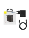 Hurtownia GSM - Síťová nabíječka Baseus GaN2, USB-C, 100W, QC 5.0 (černá) + kabel USB-C do USB-C, 5A, 1,5m (černý) - BSU2778BLK - {ean13} - Hurt