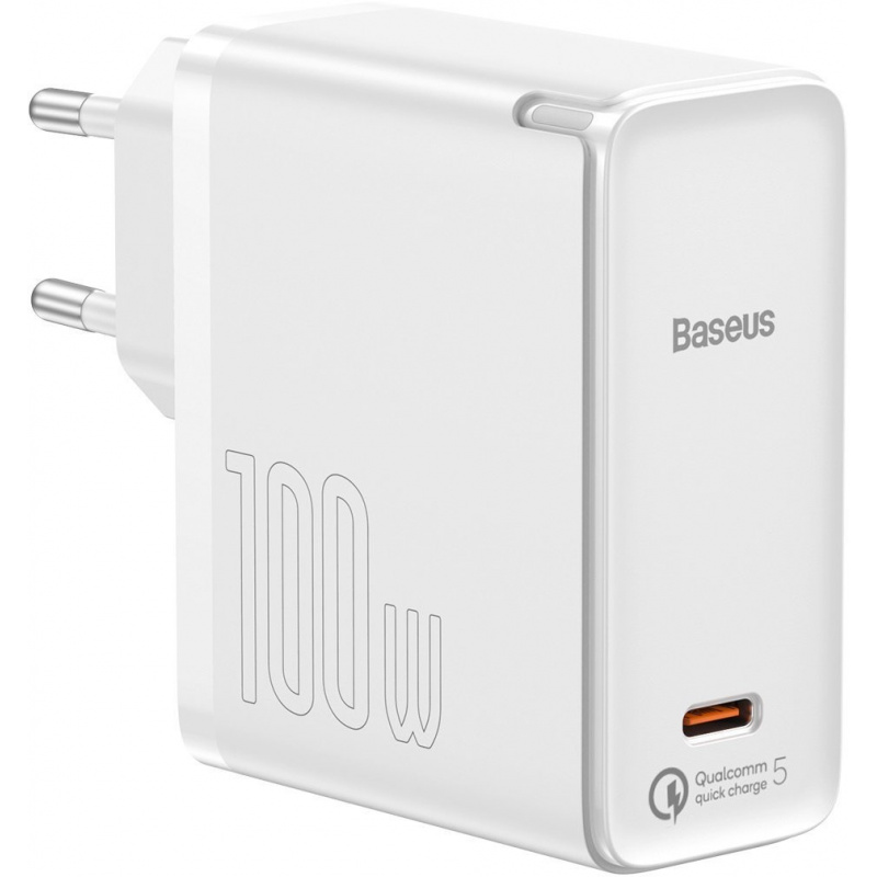 Baseus Distributor - 6953156205031 - BSU2779WHT - Baseus GaN2 Fast Charger 1C 100W with USB-C cable for USB-C 5A, 1,5m (white) - B2B homescreen
