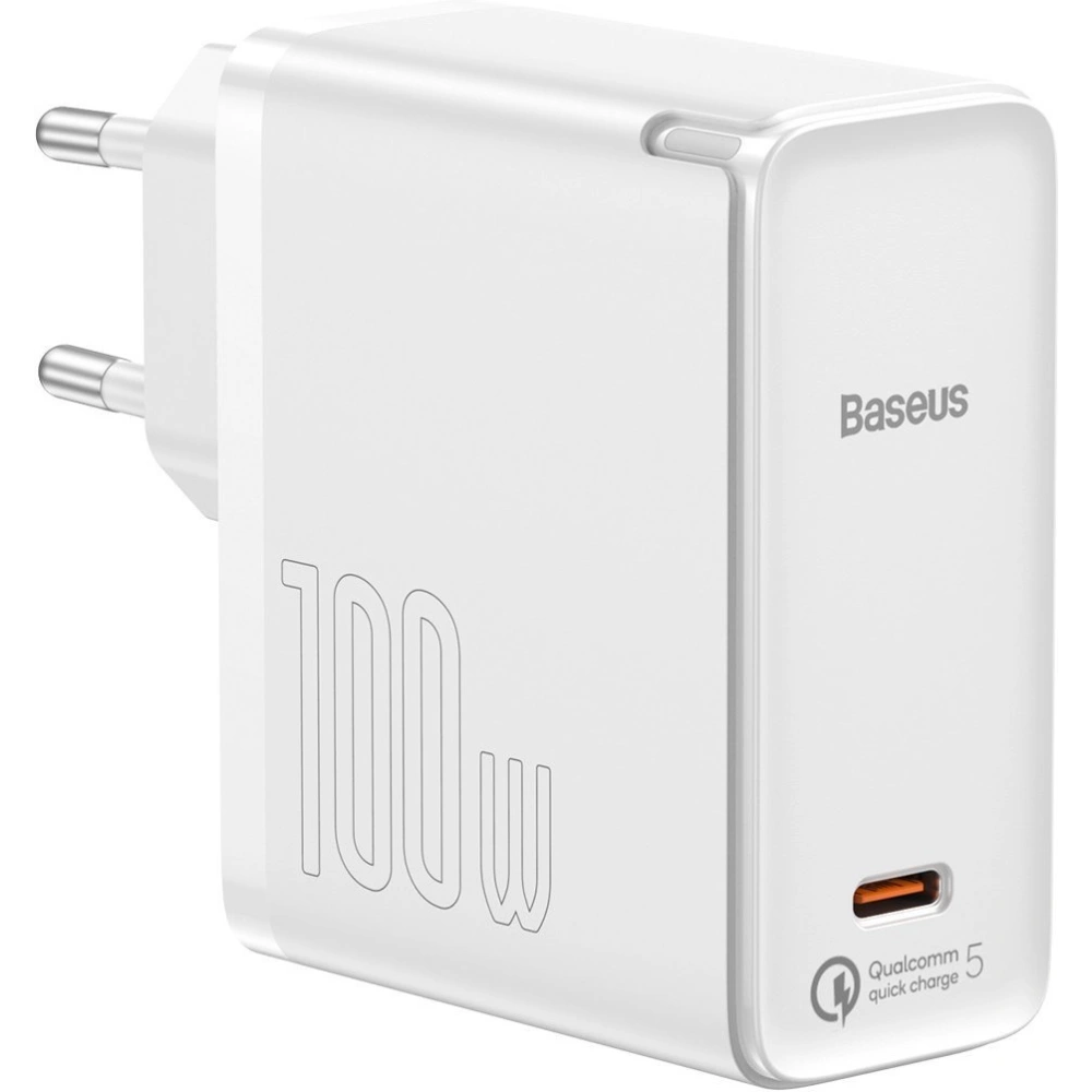 Hurtownia GSM - Síťová nabíječka Baseus GaN2, USB-C, 100W, QC 5.0 (bílá) + kabel USB-C do USB-C, 5A, 1,5m (bílý) - BSU2779WHT - {ean13} - Hurt