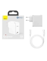 Hurtownia GSM - Síťová nabíječka Baseus GaN2, USB-C, 100W, QC 5.0 (bílá) + kabel USB-C do USB-C, 5A, 1,5m (bílý) - BSU2779WHT - {ean13} - Hurt