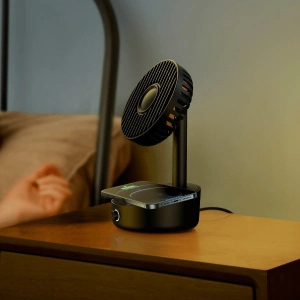 Wholesale Baseus Hermit desktop wireless charger 10W with oscillating fan (black) - BSU2780BLK - {ean13} - Hurt