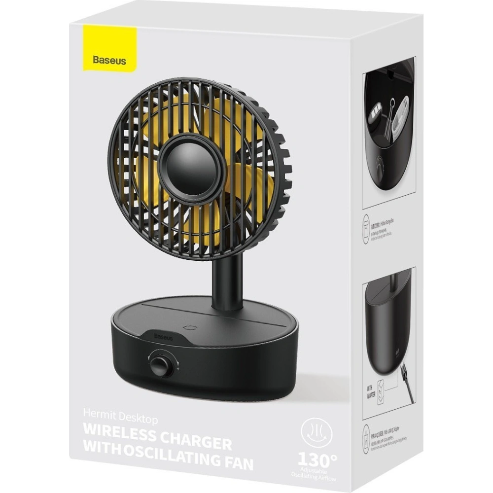 Hurtownia GSM - Stolní ventilátor Baseus Hermit s indukční nabíječkou 10W (černý) - BSU2780BLK - {ean13} - Hurt