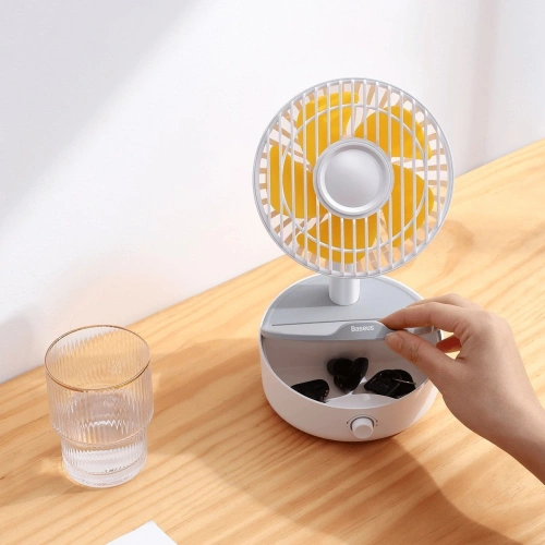 Wentylator biurkowy Baseus Hermit z ładowarką indukcyjną 10W (biały)