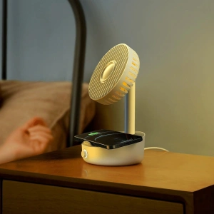 Wholesale Baseus Hermit desktop wireless charger 10W with oscillating fan (white) - BSU2782WHT - {ean13} - Hurt