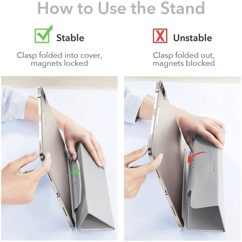 Etui ESR Ascend Trifold Apple iPad Pro 12.9 2021 (5. generacji) Silver Grey