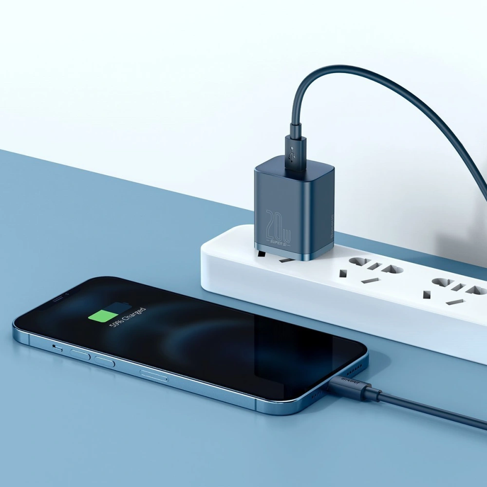 Wholesale Baseus Super Si Quick Charger 1C 20W with USB-C cable for Lightning 1m (blue) - BSU2789BLU - {ean13} - Hurt