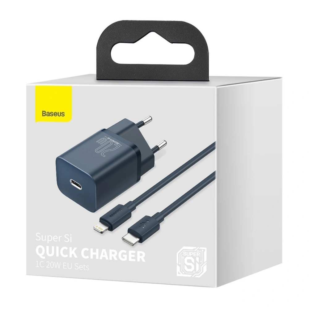 Wholesale Baseus Super Si Quick Charger 1C 20W with USB-C cable for Lightning 1m (blue) - BSU2789BLU - {ean13} - Hurt