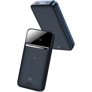 Powerbank Baseus Magnetic z ładowaniem indukcyjnym, 10000mAh, 20W, USB + USB-C (niebieski)