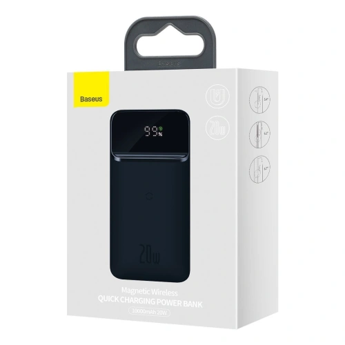 Powerbank Baseus Magnetic z ładowaniem indukcyjnym, 10000mAh, 20W, USB + USB-C (niebieski)