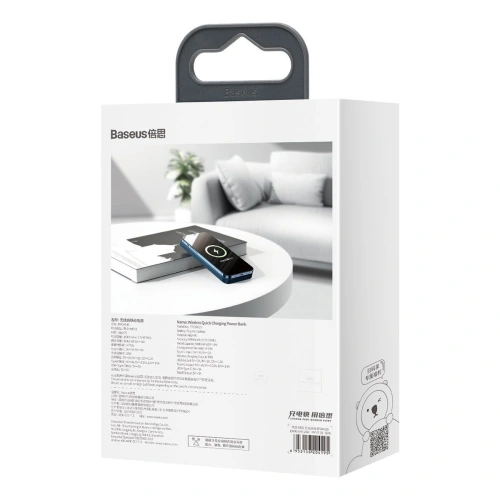 Powerbank Baseus Magnetic z ładowaniem indukcyjnym, 10000mAh, 20W, USB + USB-C (niebieski)