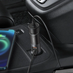 Hurtownia GSM - Ładowarka samochodowa Baseus Share Together Fast z gniazdem zapalniczki, USB + USB-C, 120W (szara) - BSU2782GRY - {ean13} - Hurt