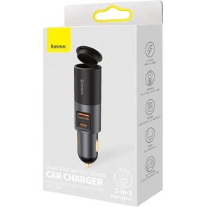 Hurtownia GSM - Ładowarka samochodowa Baseus Share Together Fast z gniazdem zapalniczki, USB + USB-C, 120W (szara) - BSU2782GRY - {ean13} - Hurt