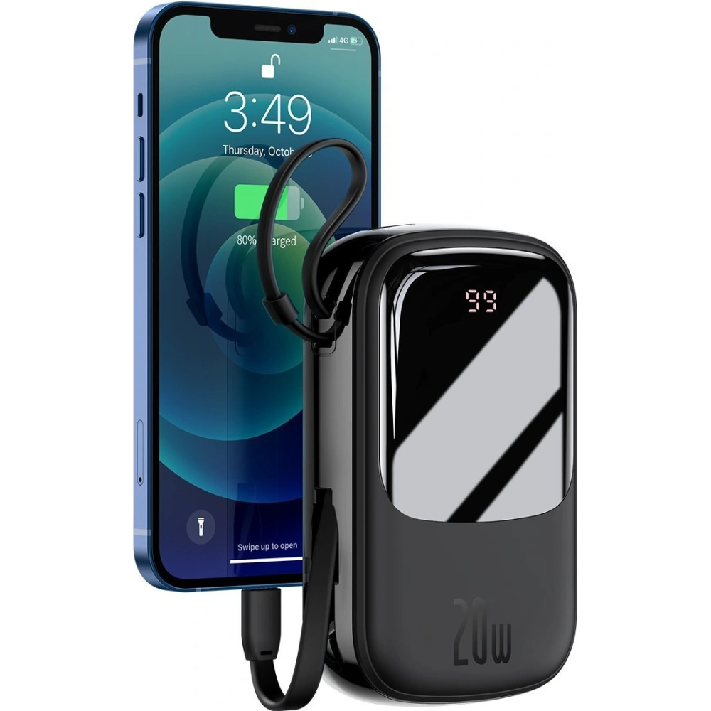 Hurtownia GSM - Powerbank Baseus Qpow 20000mAh, IP, USB, USB-C, 22W s kabelem Lightning (černý) - BSU2784BLK - {ean13} - Hurt